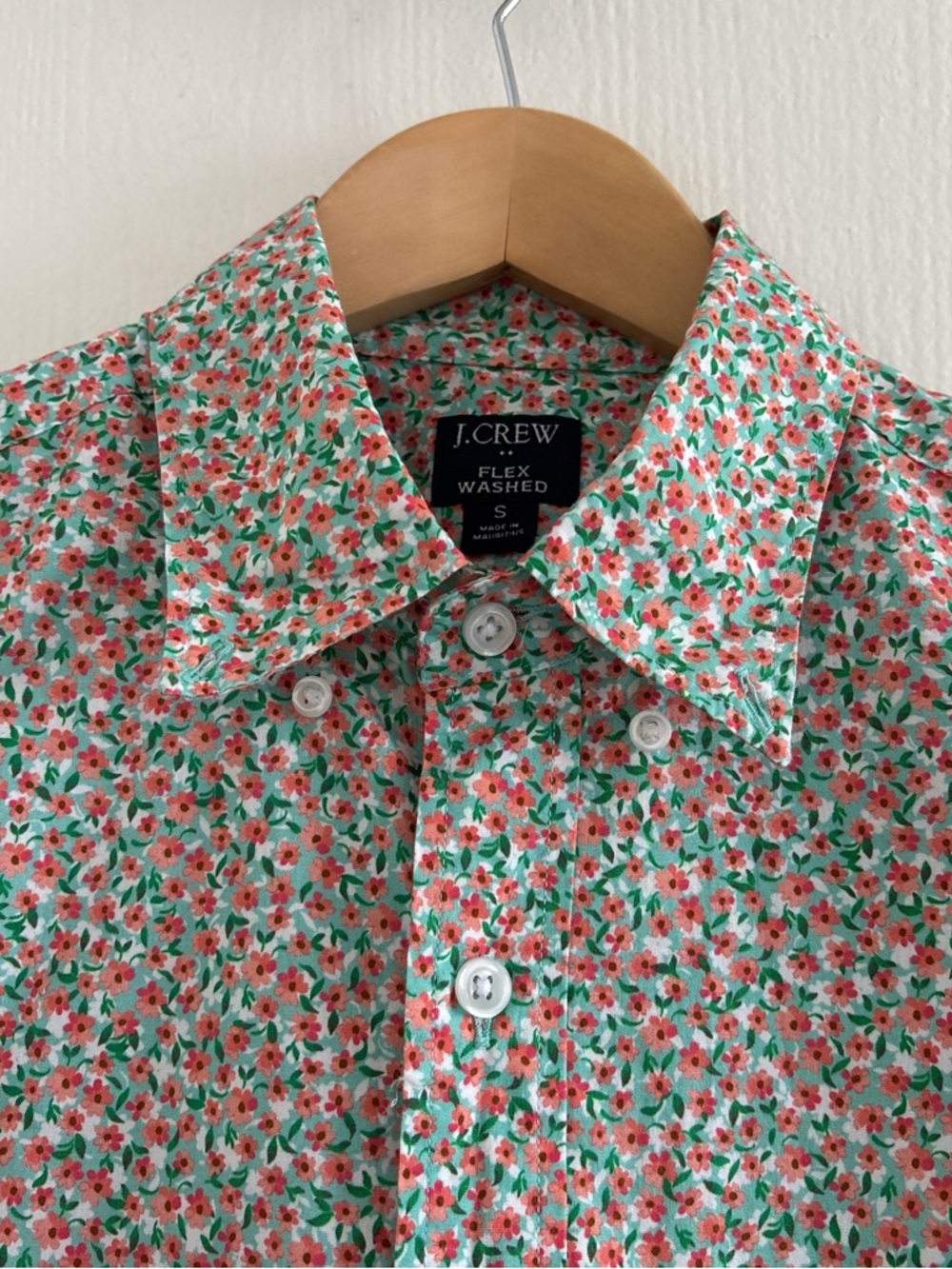 J.Crew Flex Washed Floral Button Down Shirt Mens Small StretchCotton Short Sleev - Picture 2 of 7